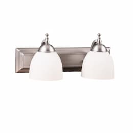 60W Dallas Vanity Light, 2-Light, White Glass, Brushed Nickel