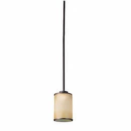 44-in 60W Lexington Mini Pendant, Tea Stain Glass, Oil Rubbed Bronze