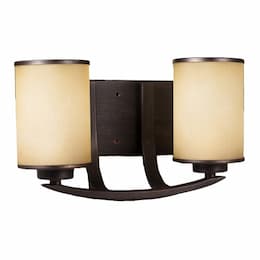 60W Lexington Vanity, 2-Light, Tea Stain Glass, Oil Rubbed Bronze