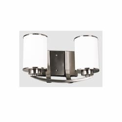 60W Lexington Vanity, 2-Light, White Glass, Brushed Nickel