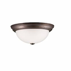 60W Flush Mount Light, White Glass, 3-Light, Oil Rubbed Bronze