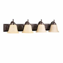 60W Austin Vanity Light, 4-Light, Flared White, Oil Rubbed Bronze