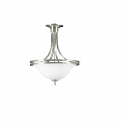 60W Dallas Semi-Flush Mount, White Glass, Brushed Nickel