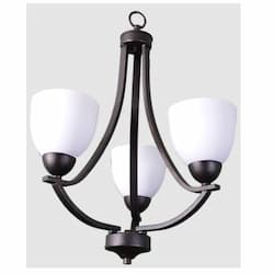 60W Victoria Chandelier, 3-Light, White Glass, Oil Rubbed Bronze