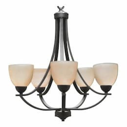 60W Victoria Chandelier, 5-Light, White Glass, Oil Rubbed Bronze