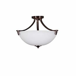 60W Victoria Semi Flush, 3-Light, White Glass, Oil Rubbed Bronze