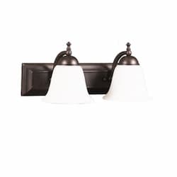 60W Austin Vanity Light, 2-Light, Flared White, Oil Rubbed Bronze