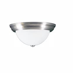 60W Flush Mount Light, White Glass, 3-Light, Brushed Nickel