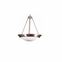 60W Decorative Pendant Light, White Glass, 3-Light, Brushed Nickel