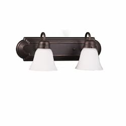 60W Laredo Vanity Light w/ Arms, 2-Light, White Glass, Bronze