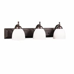 60W Austin Vanity Light, 3-Light, White Glass, Oil Rubbed Bronze