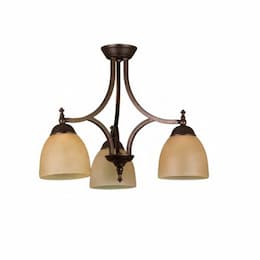 60W Austin Chandelier, 3-Light, Tea Stain Glass, Oil Rubbed Bronze