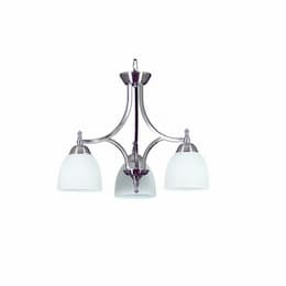 60W Dallas Chandelier, 3-Light, White Glass, Brushed Nickel