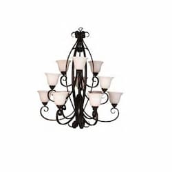 60W El Paso Chandelier, 12-Light, White Glass, Oil Rubbed Bronze