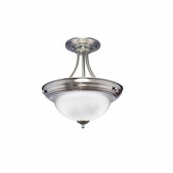 HomEnhancements 60W Semi-Flush Mount, 3-Light, White Glass, Brushed Nickel