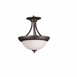 60W Semi-Flush Mount, 3-Light, White Glass, Oil Rubbed Bronze