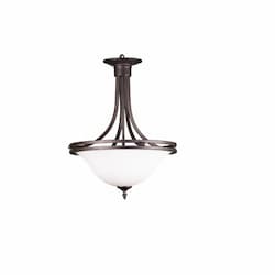 60W Austin Semi-Flush Mount, White Glass, Oil Rubbed Bronze