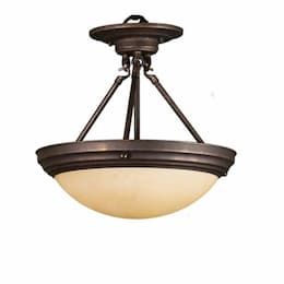 Lubbock Semi Flush Mount w/ Tea Glass, 2-Light, E26, 120V, Bronze