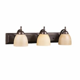 60W Austin Vanity Light, 3-Light, Tea Stain Glass, Oil Rubbed Bronze