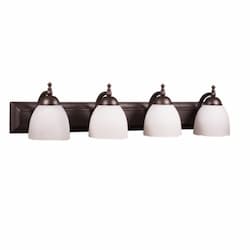 60W Austin Vanity Light, 4-Light, Tea Stain Glass, Oil Rubbed Bronze