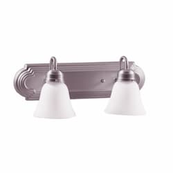 60W Laredo Vanity Light w/ Arms, 2-Light, White Glass, Brushed Nickel