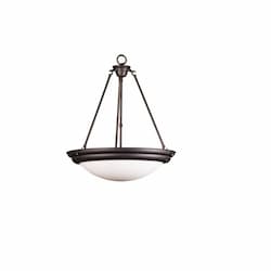 60W Decorative Pendant Light, White Glass, 3-Light, Oil Rubbed Bronze