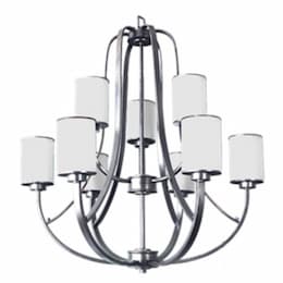 60W Lexington Chandelier, 9-Light, White Glass, Oil Rubbed Bronze