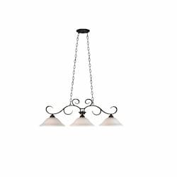 60W El Paso Island Pendant, 3-Light, White Glass, Oil Rubbed Bronze