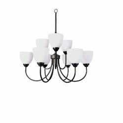 60W Laredo Chandelier, 9-Light, White Glass, Oil Rubbed Bronze