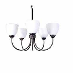 60W Laredo Chandelier, 5-Light, White Glass, Oil Rubbed Bronze