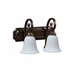 60W Alpine Vanity Light, 2-Light, White Glass, Oil Rubbed Bronze