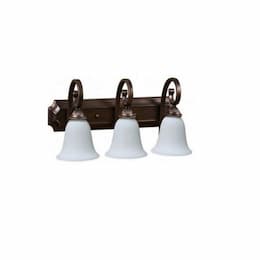 60W Alpine Vanity Light, 3-Light, White Glass, Oil Rubbed Bronze