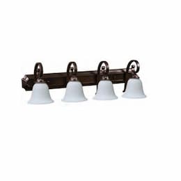 60W Alpine Vanity Light, 4-Light, White Glass, Oil Rubbed Bronze