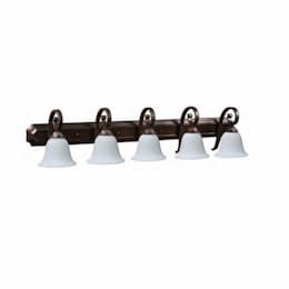 60W Alpine Vanity Light, 5-Light, White Glass, Oil Rubbed Bronze