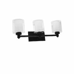 60W Sonora Vanity Light, 3-Light, Clear & White Glass, Matte Black