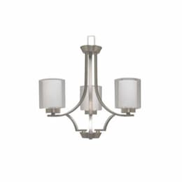 60W Sonora Chandelier, 3-Light, Clear & White Glass, Br. Nickel