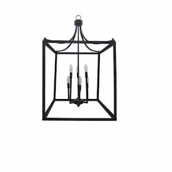 60W Square Cage Entry Fixture, 6-Light, E12, Matte Black