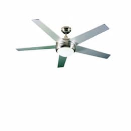 HomEnhancements 52-in Contemporary Fan w/ Light, 3-Speed, 5-Blade, 5500 CFM, B. Nickel