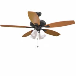 52-in UFO Fan, 4-Light, 5-Blade, 4900 CFM, White Glass, Bronze