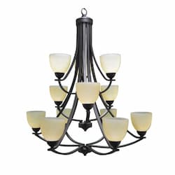 60W Victoria Chandelier, 12-Light, Clear Glass, Oil Rubbed Bronze