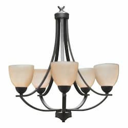 60W Victoria Chandelier, 5-Light, Clear Glass, Oil Rubbed Bronze