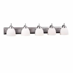 60W Dallas Vanity Light, 5-Light, Clear Glass, Brushed Nickel