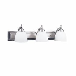 60W Dallas Vanity Light, 3-Light, Clear Glass, Brushed Nickel