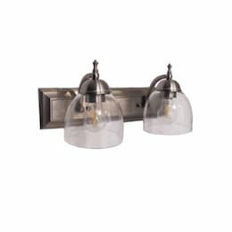 60W Dallas Vanity Light, 2-Light, Clear Glass, Brushed Nickel