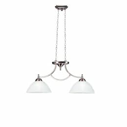 60W Dallas Island Pendant, 2-Light, White Glass, Brushed Nickel