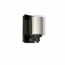 60W Sonora Vanity Light, 1-Light, Clear & White Glass, Matte Black