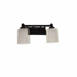 60W Sonora Vanity Light, 2-Light, Clear & White Glass, Matte Black