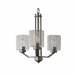 60W Paris Chandelier, 3-Light, Clear Cylinder Glass, Brushed Nickel