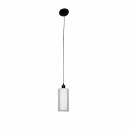 9-in 60W Double Glass Mini Pendant, Clear & White, Matte Black