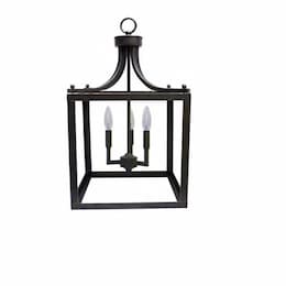 60W Square Cage Entry Fixture, 3-Light, E12, Oil Rubbed Bronze